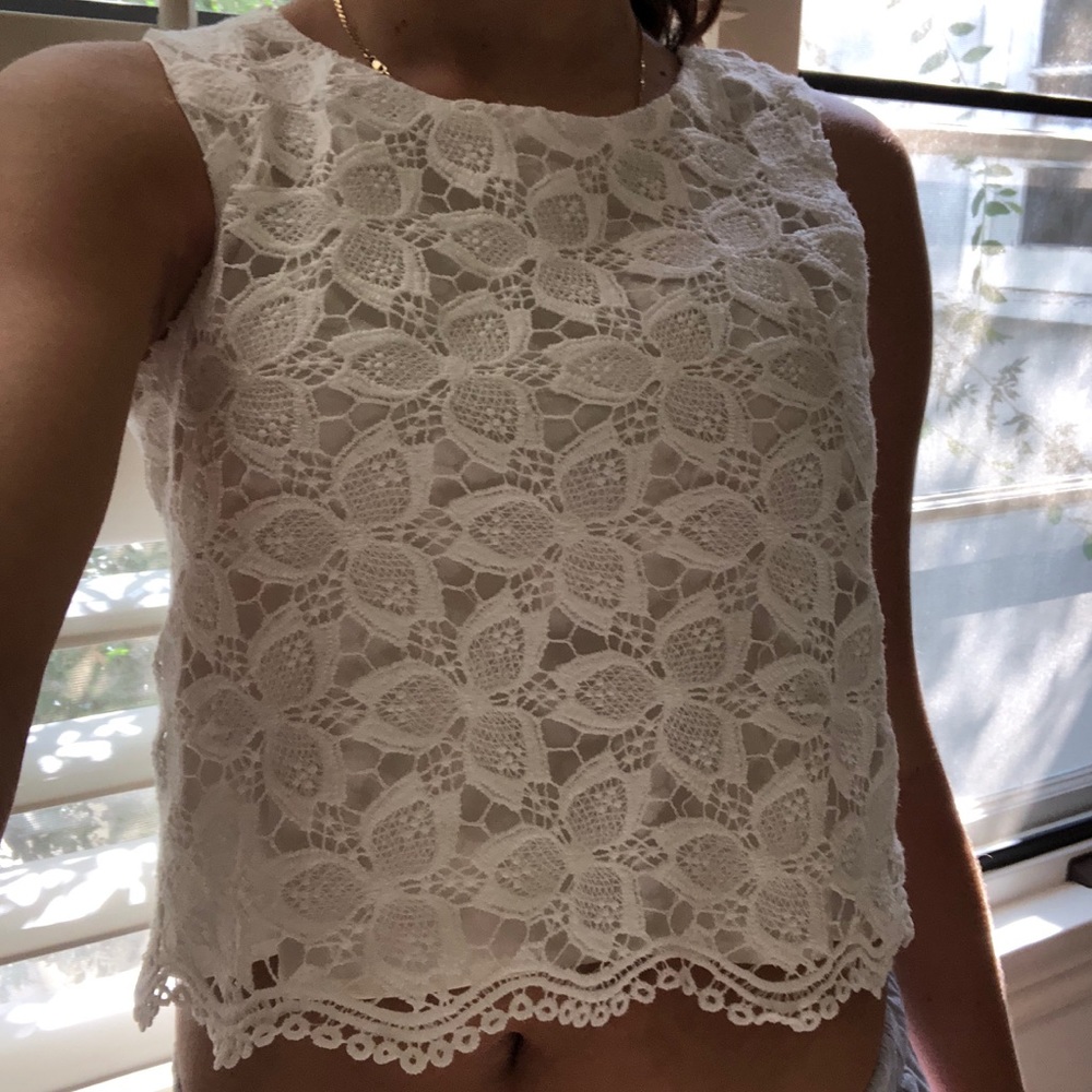 Lace white dressy tank